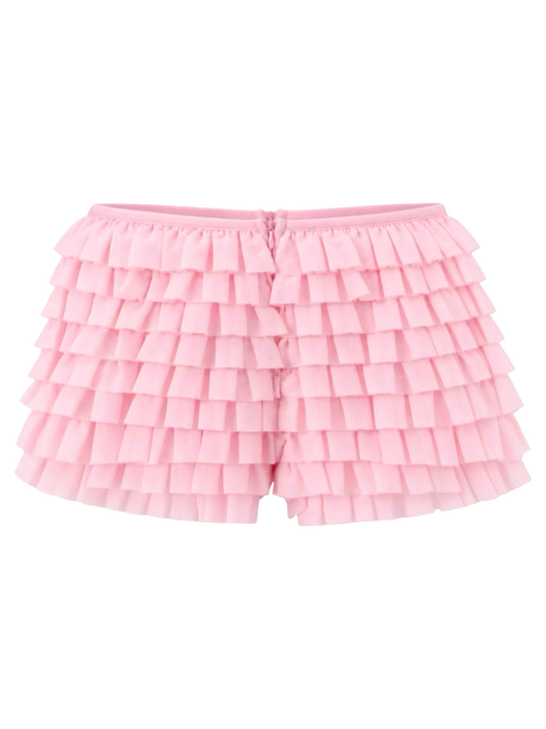 Delicate Pink Chiffon Ruffles Shorts
