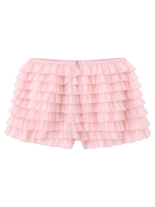 Delicate Pink Chiffon Ruffles Shorts (Rose Pink)