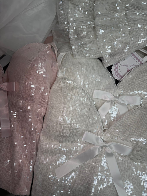 Diamond Fairy Dust Sequin Mini Skirt + Petticoat (White)