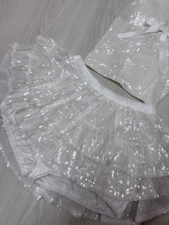 Diamond Fairy Dust Sequin Matching Set (White)