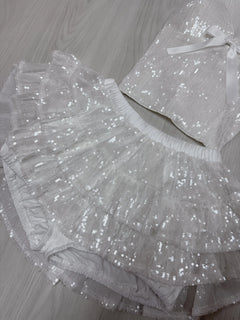 Diamond Fairy Dust Sequin Matching Set (White) - Angel Ruche