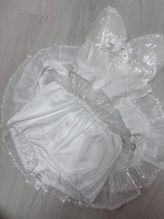 Diamond Fairy Dust Sequin Matching Set (White) - Angel Ruche