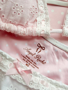 Coquette Cotton Eyelet Set (Pink) - styling detail - Angel Ruche