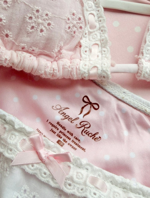 Coquette Cotton Eyelet Set (Pink) - styling detail - Angel Ruche