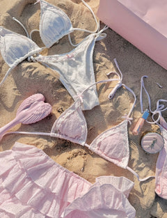 Coquette Cotton Eyelet Set (Pink) - styling detail - Angel Ruche