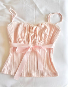 My True Form Cotton Cami Top (Pink Bow)