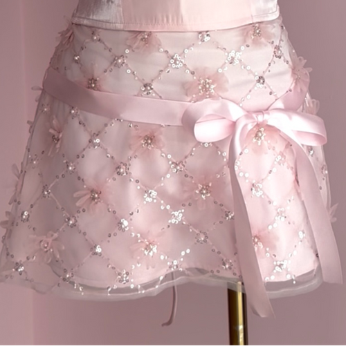 Averie Beaded Sequin Skirt + Lace Shorts