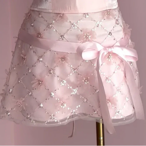 Averie Beaded Sequin Skirt + Lace Shorts - Angel Ruche