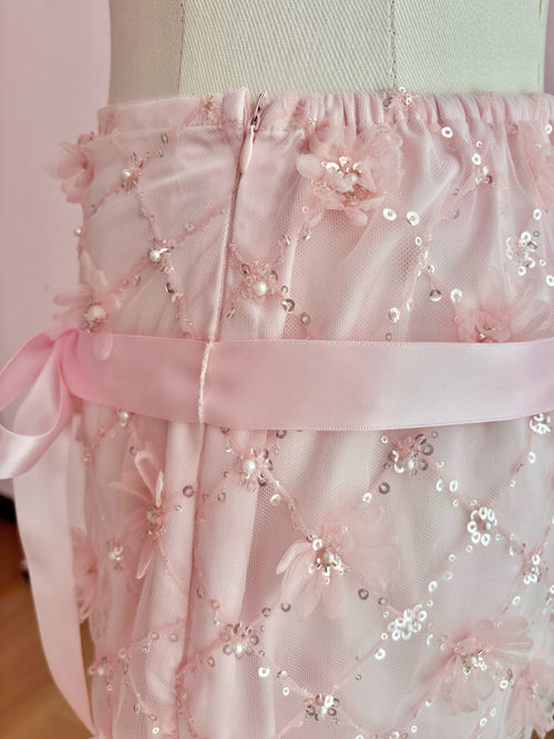 Averie Beaded Sequin Skirt + Lace Shorts