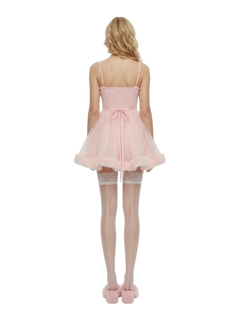 Rosé Princess Fur Chiffon Babydoll Dress - Angel Ruche