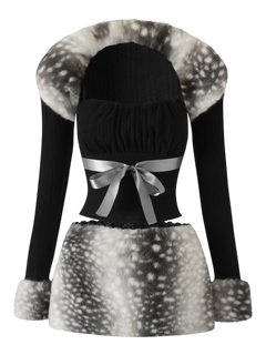 My True Form Fawn Mid-Rise Fur Lace Skirt (Black) - Angel Ruche