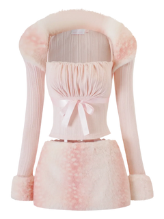 My True Form Fawn Fur Collar + Cuff Set (Pink) - Angel Ruche