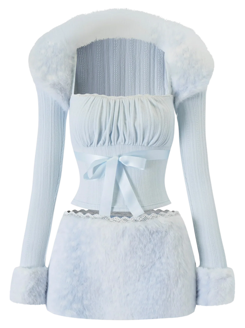 My True Form Fawn Fur Bolero Cardigan (Snow Blue) - Angel Ruche