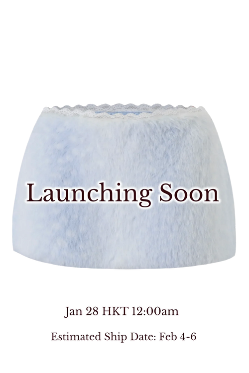 My True Form Fawn Mid-Rise Fur Lace Skirt (Snow Blue) - Angel Ruche