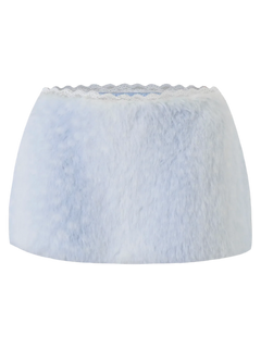 My True Form Fawn Mid-Rise Fur Lace Skirt (Snow Blue) - Angel Ruche