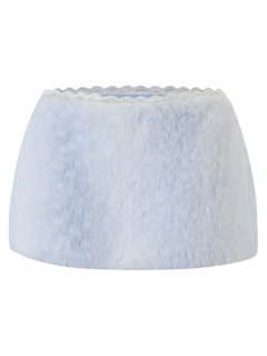 My True Form Fawn Mid-Rise Fur Lace Skirt (Snow Blue) - Angel Ruche