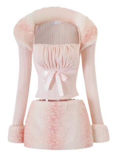 My True Form Fawn Mid-Rise Fur Lace Skirt (Pink) - Angel Ruche