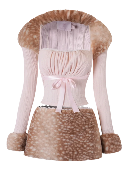 My True Form Fawn Set (Fur Bolero + Skirt Set) - Angel Ruche