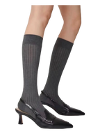 Reguler Calf High Socks (Dark Grey) - Angel Ruche