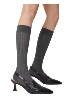 Reguler Calf High Socks (Dark Grey) - Angel Ruche