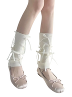 Bows Leg Warmer (White) - Angel Ruche