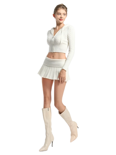 Marshmellow Cable Knit Zip up Cardigan (White) - Angel Ruche