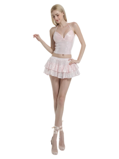 Rosette Fairy Dust Sequin Mini Skirt + Petticoat (Pink) - Angel Ruche
