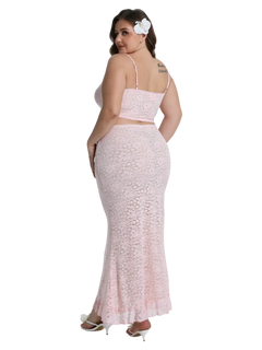 Coral Veil Lace Maxi Skirt (Pink) - Angel Ruche