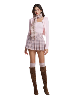 Girly Plaid Pleated High Rise Skirt (Pink) - Angel Ruche
