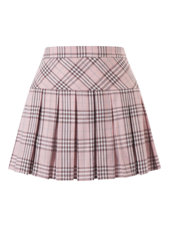 Girly Plaid Pleated High Rise Skirt (Pink)