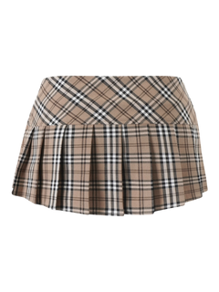 Girly Plaid Pleated Mini Skirt (Khaki)
