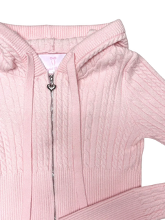 Strawberry Milk Cable Knit Zip up Cardigan (Pink) - Angel Ruche