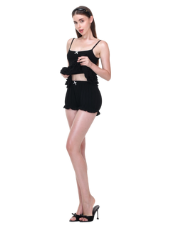 Serafina Ruffles Mini Dress + Bloomer Shorts Set (Black)