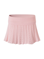 Strawberry Milk Cable Knit Fold Over Mid-Rise Skirt (Pink) - Angel Ruche