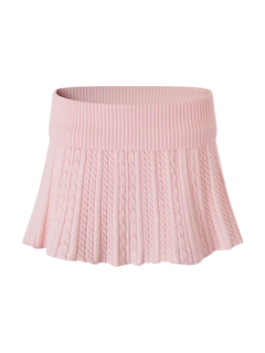 Strawberry Milk Cable Knit Fold Over Mid-Rise Skirt (Pink) - Angel Ruche