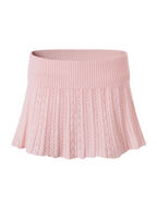 Strawberry Milk Cable Knit Fold Over Mid-Rise Skirt (Pink) - Angel Ruche