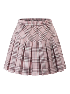 Girly Plaid Pleated High Rise Skirt (Pink) - Angel Ruche