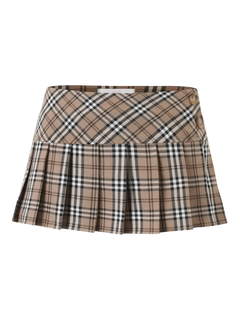 Girly Plaid Pleated Mini Skirt (Khaki) - Angel Ruche