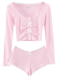 Angelic Allure Lacey Bow Matching Set