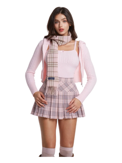 Girly Plaid Pleated High Rise Skirt (Pink) - Angel Ruche