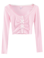 Angelic Allure Lacey Bow Crop Top