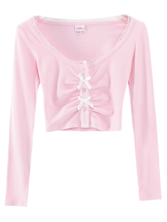 Angelic Allure Lacey Bow Crop Top