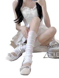 Ballerina Leg Warmer Footless Socks (White) - Angel Ruche