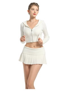 Marshmellow Cable Knit Set (White) - Angel Ruche