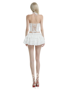Diamond Fairy Dust Sequin Halter Top (White) - Angel Ruche