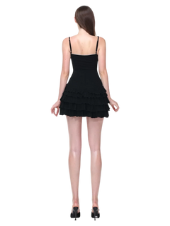 Serafina Ruffles Mini Dress + Bloomer Shorts Set (Black) - Angel Ruche