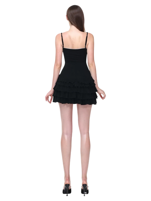 Serafina Ruffles Mini Dress + Bloomer Shorts Set (Black) - Angel Ruche