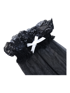 Ribbon Lace Thigh High Socks (Black)