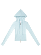 That Girl Rib Knit Slim Fit Zip Up Cardigan (Baby Blue) - Angel Ruche