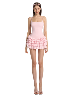 Serafina Ruffles Mini Dress + Bloomer Shorts Set (Pink)